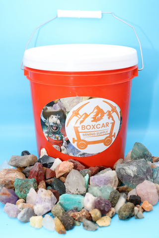 Pail with Rough Gemstones